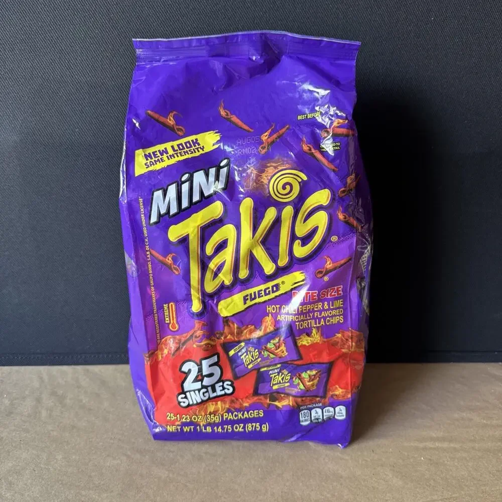 Takis Fuego Mini 25 pc / 1.23 oz Bite Size Multipack, Hot Chili Pepper & Lime Fl